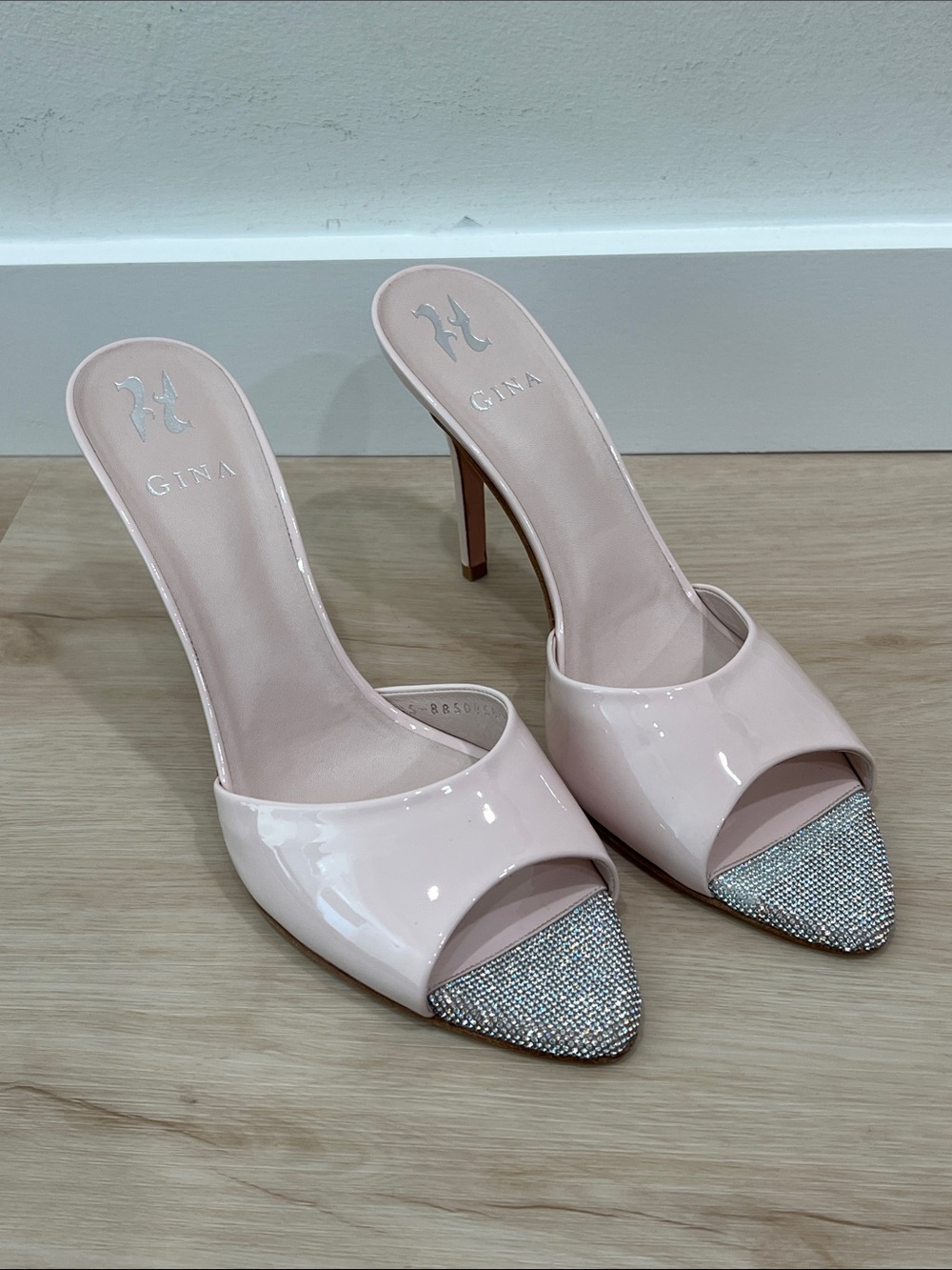 GINA Leather Marmont Heeled Mules 85 - Soft Pink